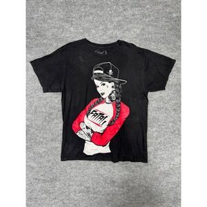 Fatal Clothing Graphic T-Shirt Mens Large Black Tattoo Girl Streetwear Skater L